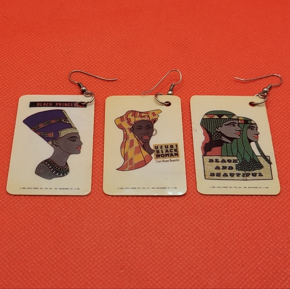 Lot of 3 Vintage 1990s Kacy Black & Beautiful Dangle Earrings (S4) - Picture 1 of 6